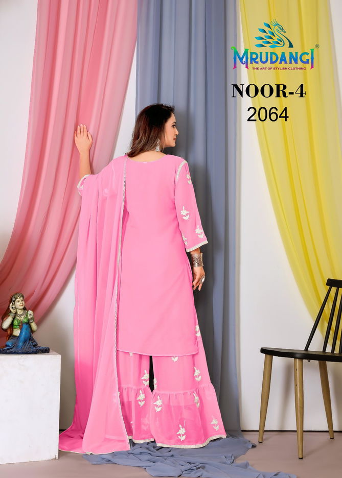 Noor 4 By Mrudangi Georgette With Cotton Readymade Sharara Suits Wholesale Market In Surat
